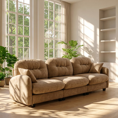 Elysium 107" W x 34.2" D x 36.6" H 3-Seater Tufted Chenille Modular Sectional Couch