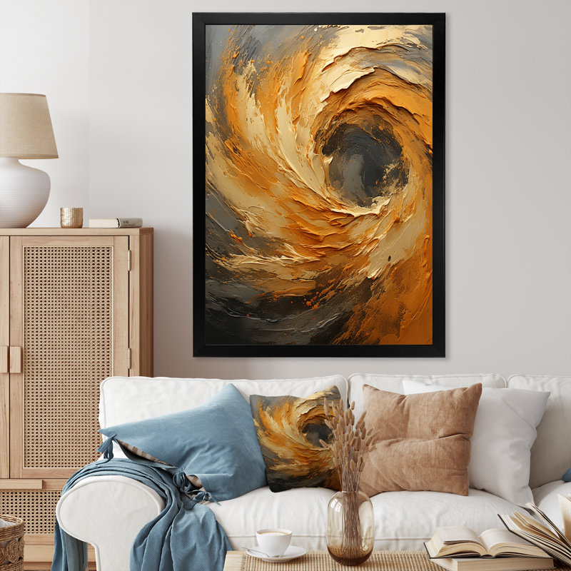 Golden Orange Surge I, reproduction d'art sur toile, Cadre simple noir, H 20 po x l 12 po x P 1 po