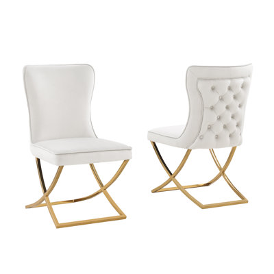  Yulianna 19" Tufted Velvet Upholstered Side Chair 