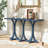 Wooden Console Table With Oak Veneer Top,Farmhouse Entryway Table With Rubber Wood Slender Curved Legs,Perfect For Living Room,Entryway,Hallway, Dining Spaces.-851359799