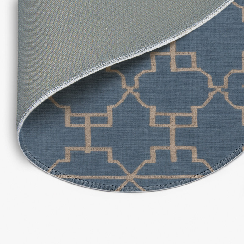 Tapis bleu intérieur et extérieur Trellis, Rond 5 pi