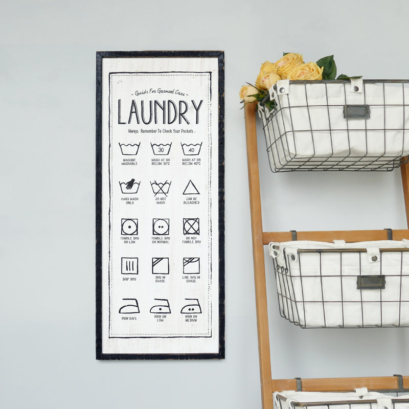 Laundry Symbols Guide Vertical Wood Wall Sign