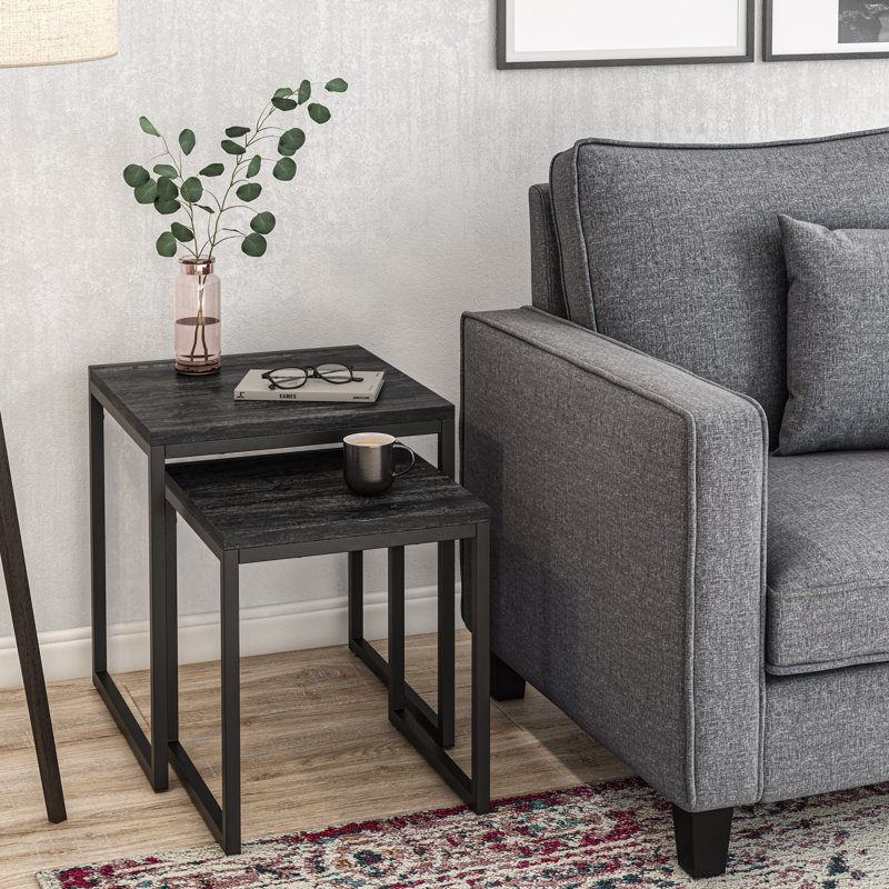 Isabelyn Square Nesting Side Tables, Black