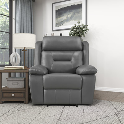 Sitz 40" Transitional Genuine Leather Manual Recliner