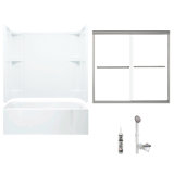 60" W x 72" H Frameless Rectangle Sliding Tub & Shower Kit with Towel Bar and Base Included