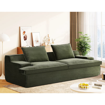 Canapé large pour salon - 4 places, mousse complète, velours côtelé doux, ergonomique, sans assemblage, largeur de 90 pouces, assemblage