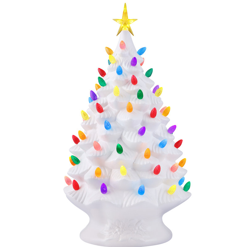 Arbre en céramique 24 po Nostalgic, Blanc, H 24,25 po x l 13 po x P 13 po