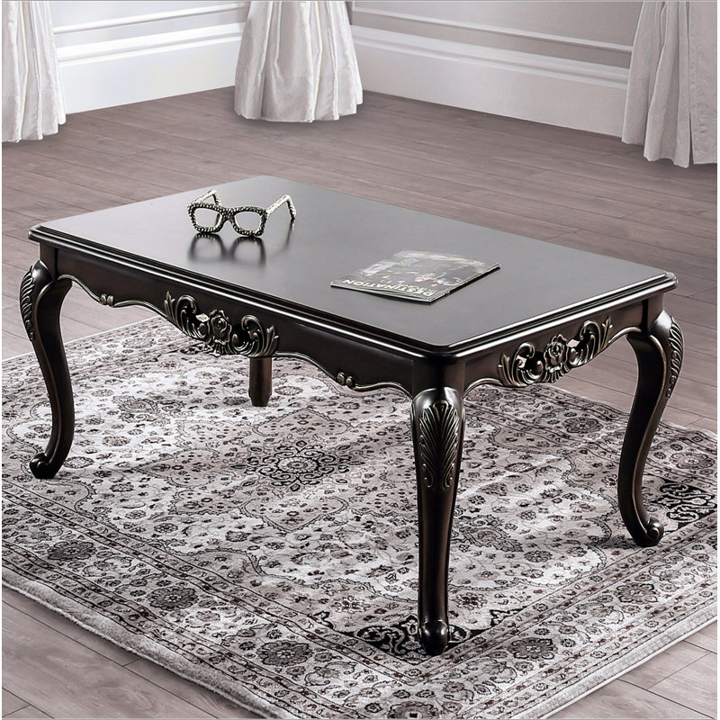 Table basse en bois massif de style traditionnel avec pieds courbés