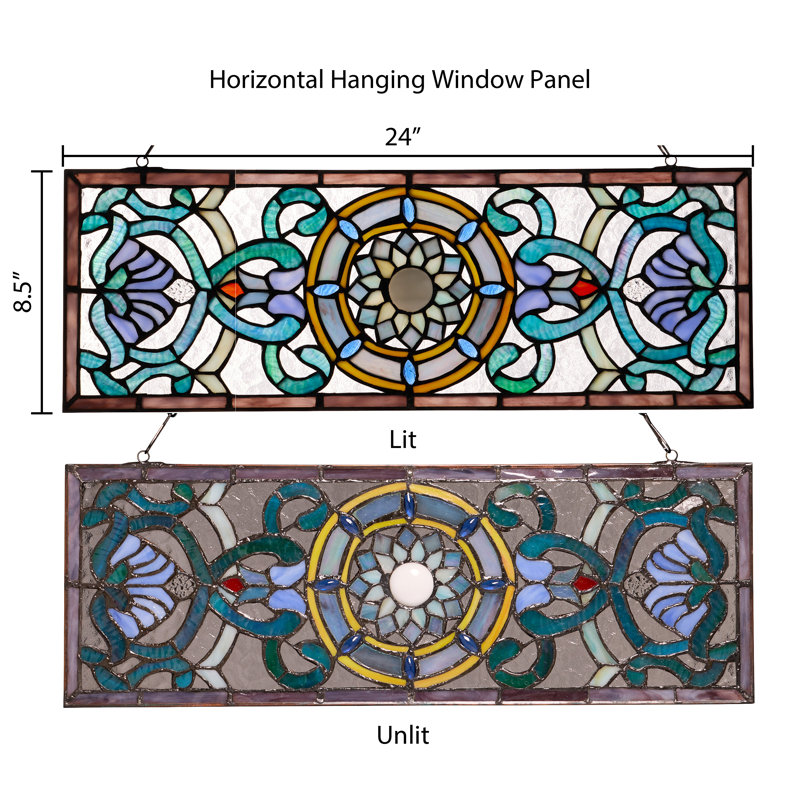 8.5"H Amalbena Rectangular Stained Glass Pub Window Panel