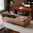 76.4'' Faux Leather Convertible Sofa, Mid Century Modern Leather Futon Sofa Bed With Adjustable Backrest Armrest & Storage Pocket-1003418145-1002287375