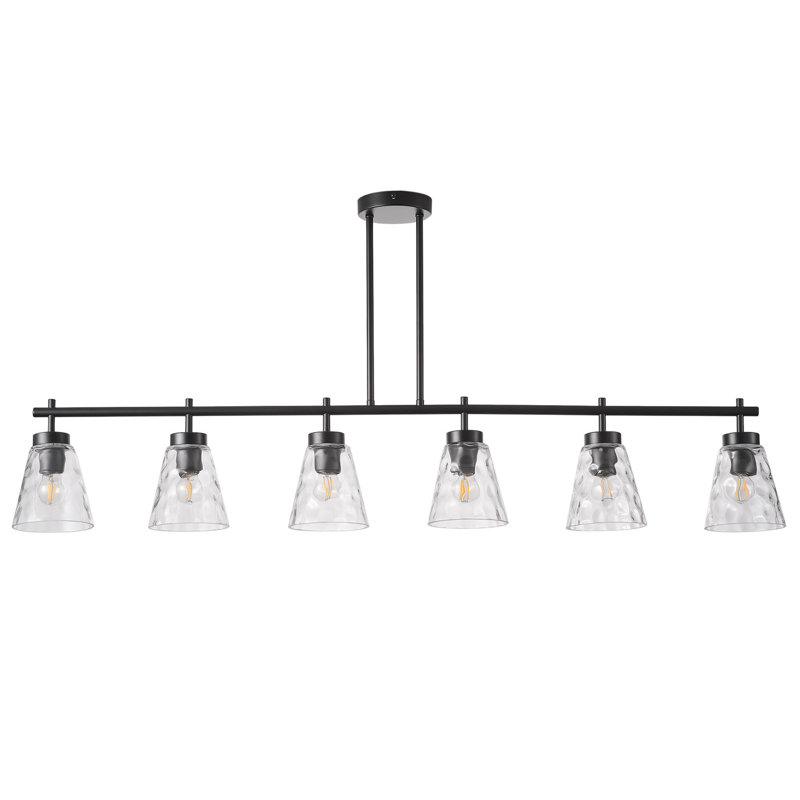 Luminaire suspendu industriel réglable en fer noir à 6 lampes