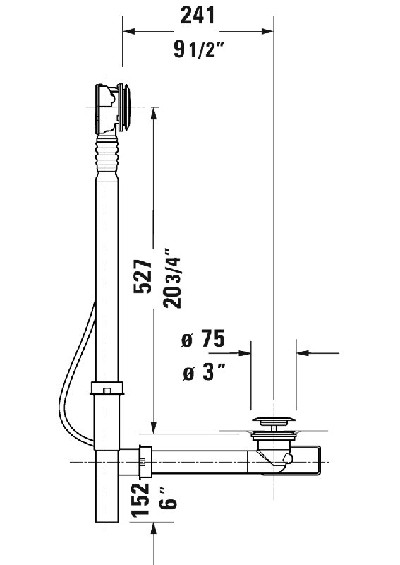 Parts and Accessories 3" Pop-Up Tub Drain With Overflow, White