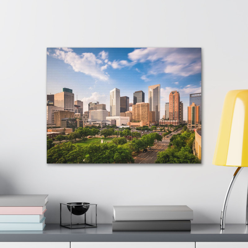 «Houston Daytime Skyline», toile d'art à couper le souffle, paysage urbain époustouflant, H 24 po x l 30 po