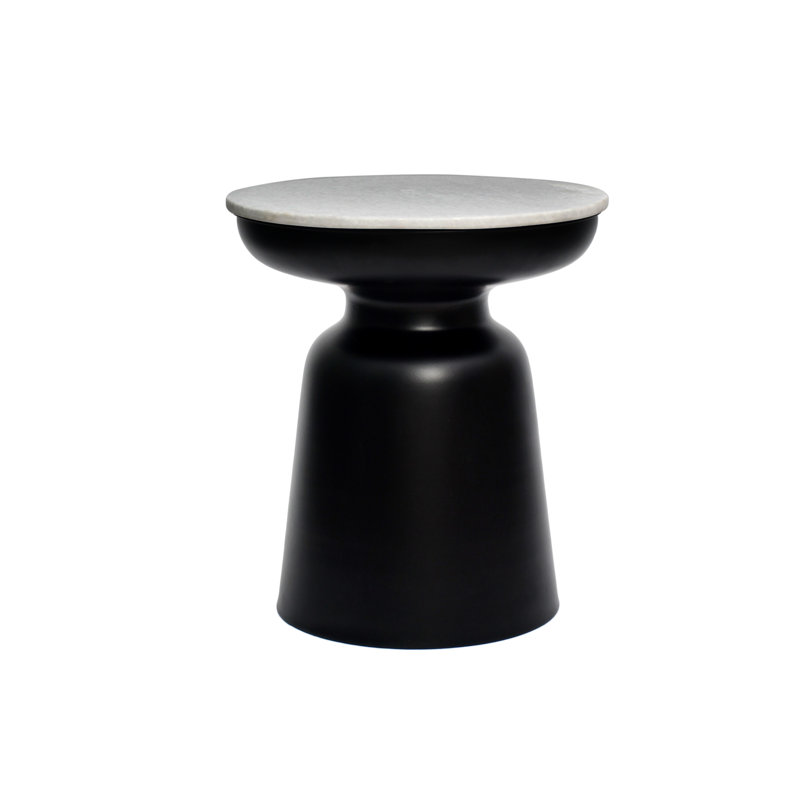 Luxe Side Tabke W/Marble Top, Black