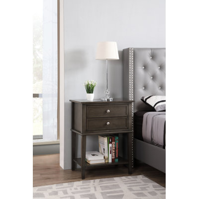 Marydel 2 Drawer Mid Century Modern Nightstand Bed Side Table Wood Nightstand Small Dresser For Bedroom