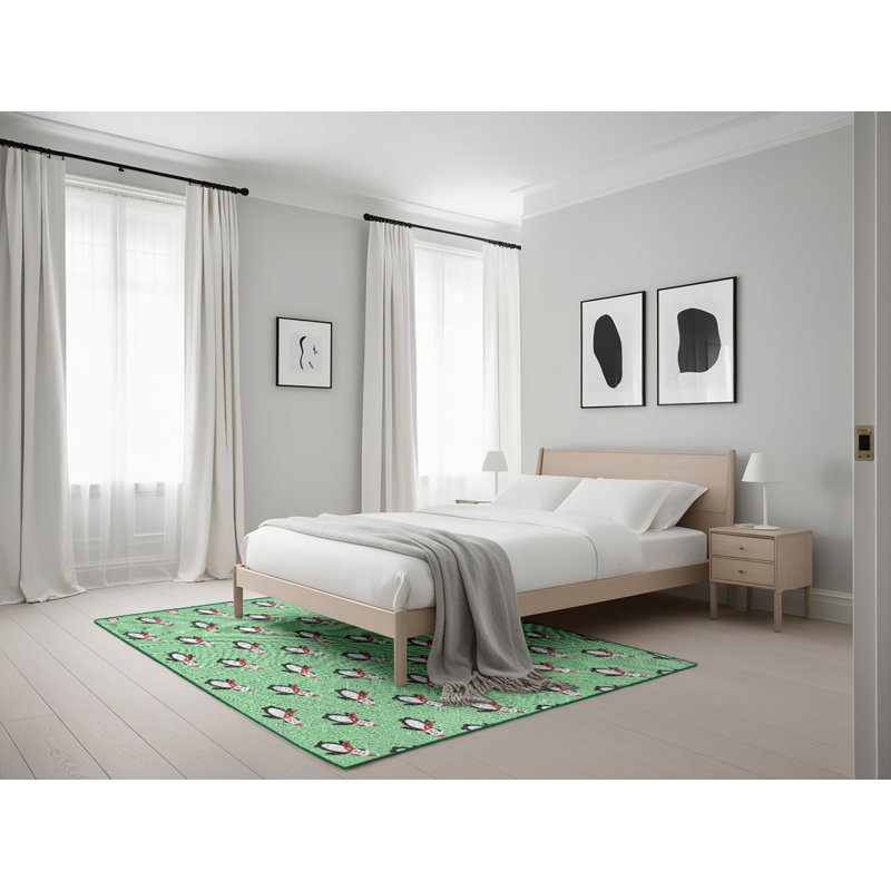 Tapis décoratif vert Pyne, Rectangle 5 pi x 7 pi