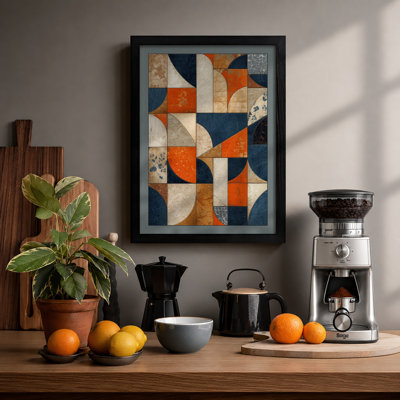 Geometric Tile Study Mid-Century - Framed Print
