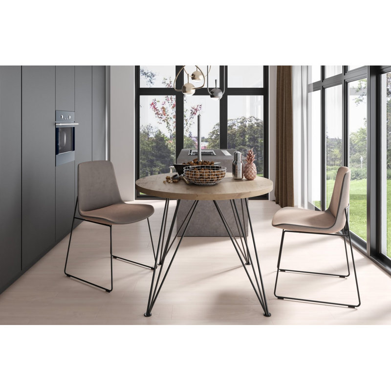 Belita Round Metal Base Dining Table, 76cm H x 100cm L x 100cm W