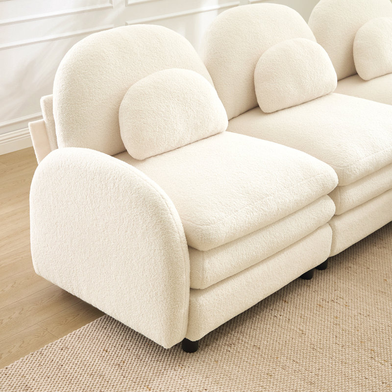 Canapé 4 places Teddy, Beige / Blanc, H 35,4 po x l 129,1 po x P 38,8 po