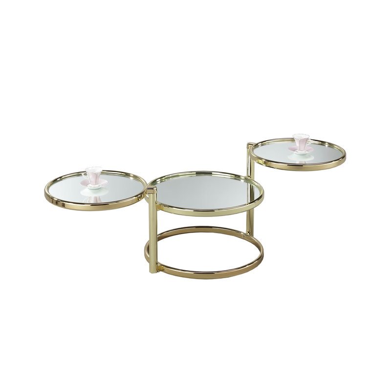 Acuna Open Coffee Table, Brass, Mirror