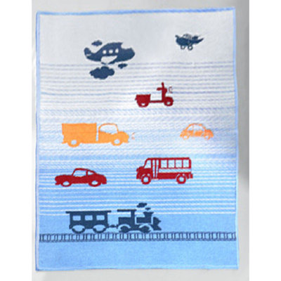 Tapis rectangulaire bleu / blanc tissé à la machine 3 pi 3 po x 4 pi 11 po Donn
