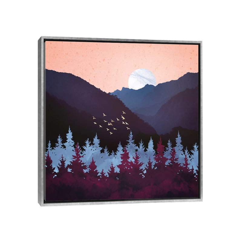 Mulberry Dusk - impression d'art graphique, Aucun mat, H 18 po x l 18 po x 1,5 po, Toile avec cadre argenté