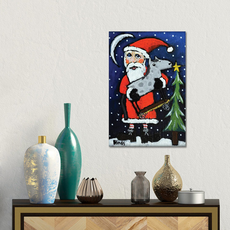 «Santa's Toy Horse», reproduction d'art sur toile encadrée, Toile tendue, Ne s’applique pas, H 18 po x l 12 po