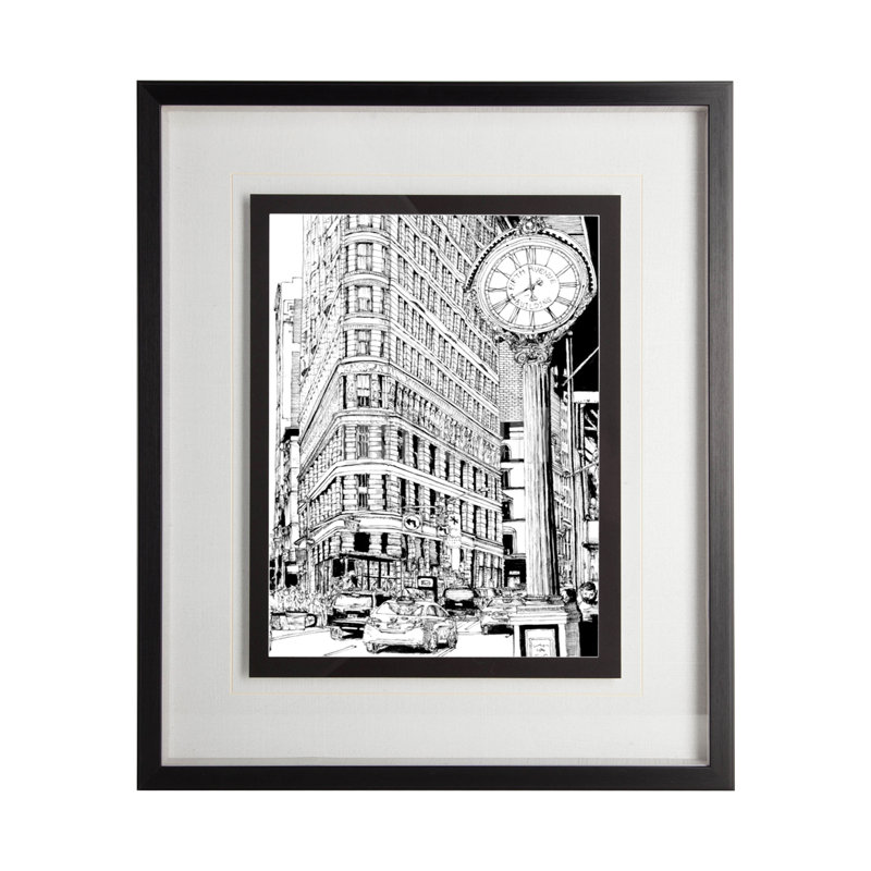 «B&W City Scene» par Melissa Wang a, reproduction d'art encadrée à la main avec passe-partout texturé, B&W City Scene VII