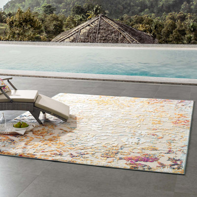 Tapis d'intérieur et d'extérieur à motif floral rétro Reflect Primrose par Modway