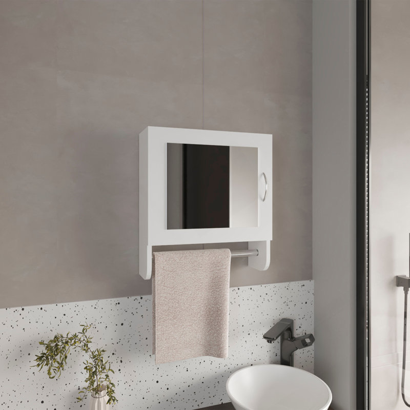 Pharmacie H 19,70 po, avec 1 porte, 2 tablettes, 1 miroir, blanc, Blanc