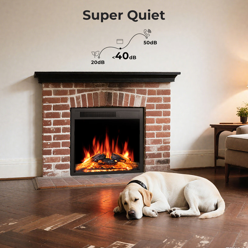 Electric Fireplace Insert, Freestanding/recessed Heater With 7 Flame Brightness, 2 Heat Modes, Remote Control, Quiet Operation, Safe For Kids & Pets, For Living Room, Bedroom