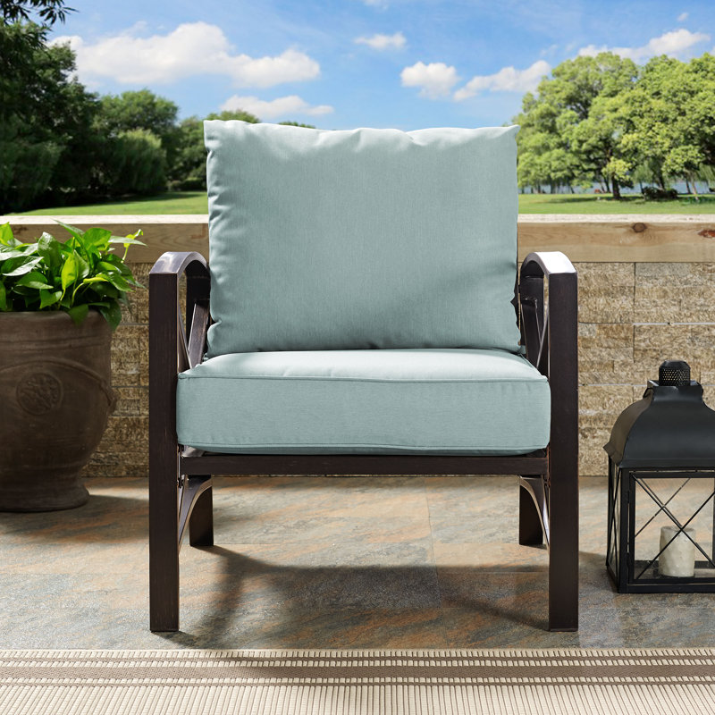 Chaise de patio avec coussins Mosier, Brume, Bronze huilé