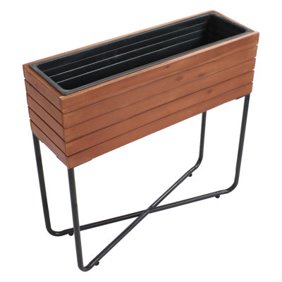 Ondrej Brown Acacia Wood Rectangular Raised Garden Bed with Legs - 24.25" x 7" x 23.5"