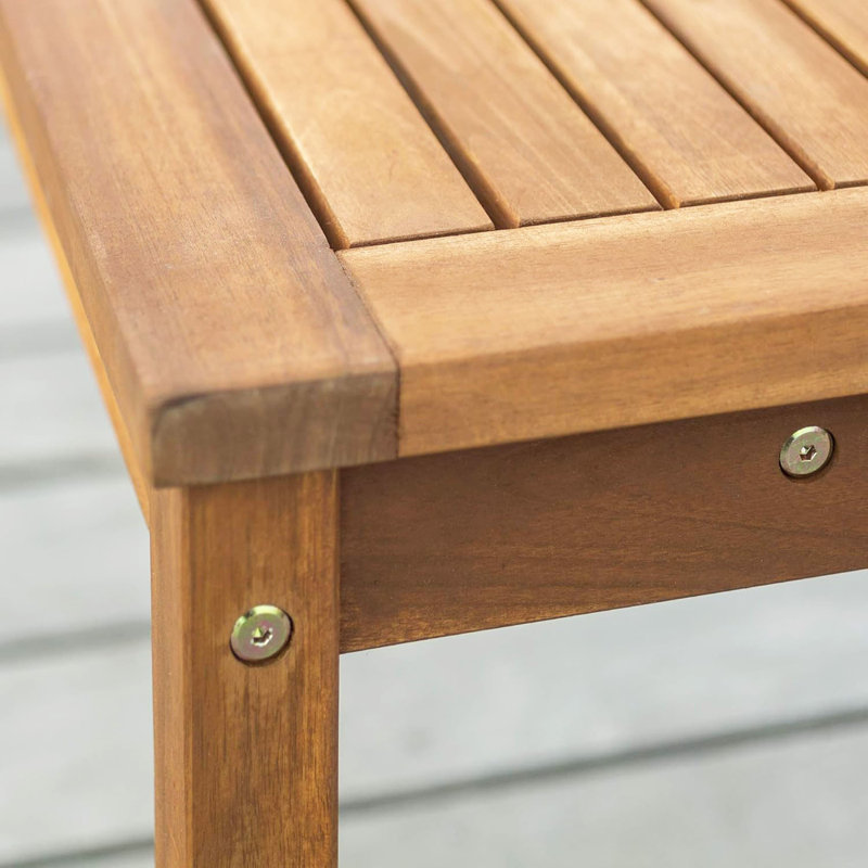 Solid Acacia Wood Outdoor Bench in Natural Brown Finish