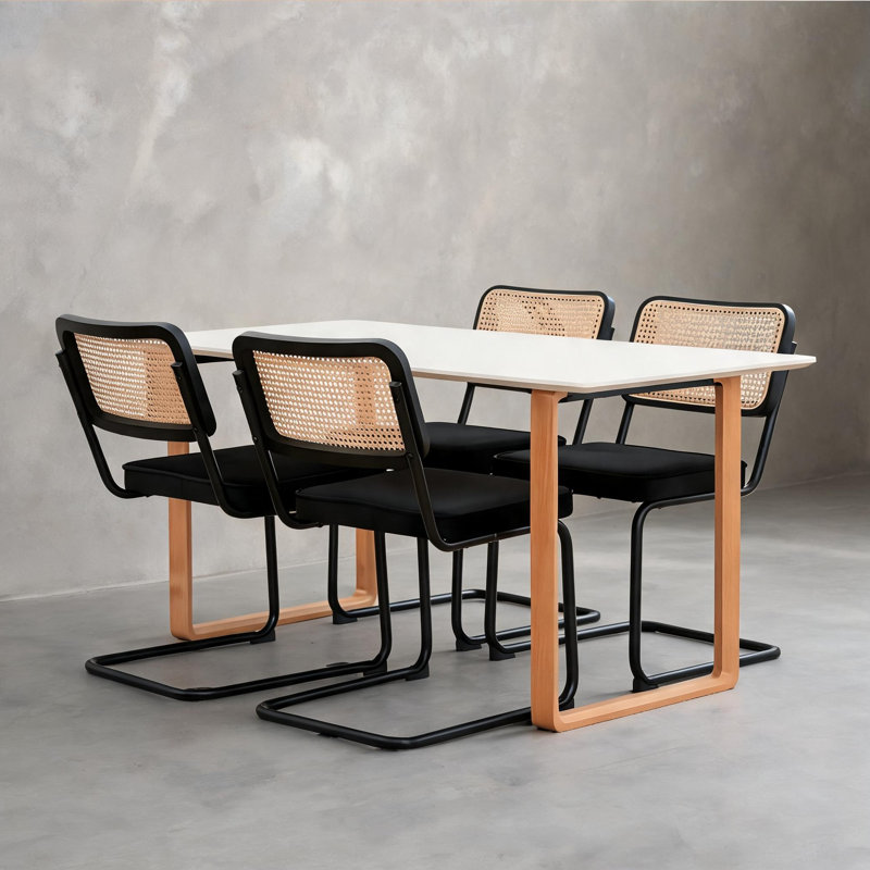 Ensemble de 4 chaises d'appoint en velours avec base en porte-à-faux chromée, noir classique