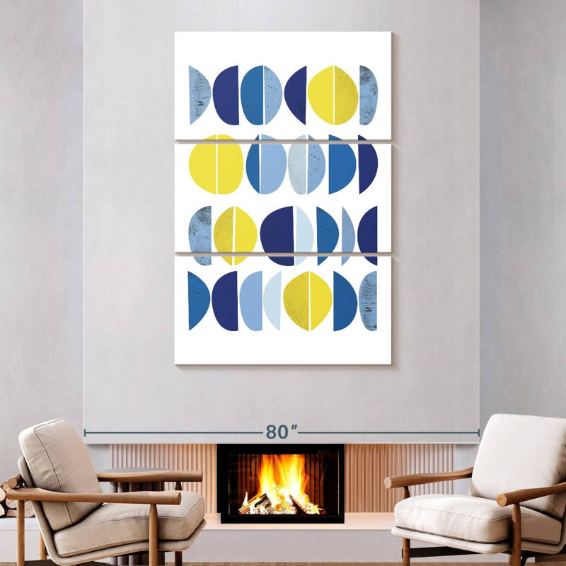 Avery bleu jaune moderne II, H 74 po x l 48 po