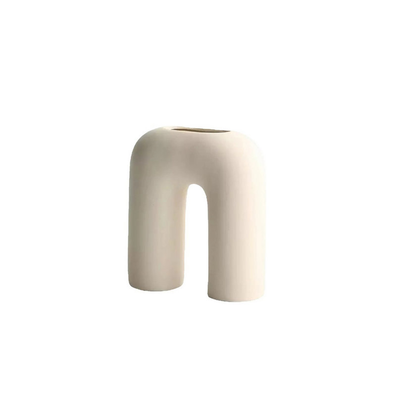 Corprew Ceramic Table Vase, 16cm H x 5cm W x 20cm D, Cream