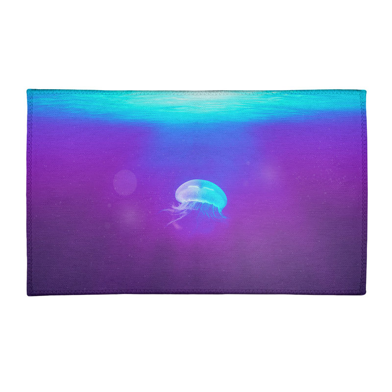 Tapis rose/vert en chenille néon jellyfish, Rectangle 3 pi x 5 pi