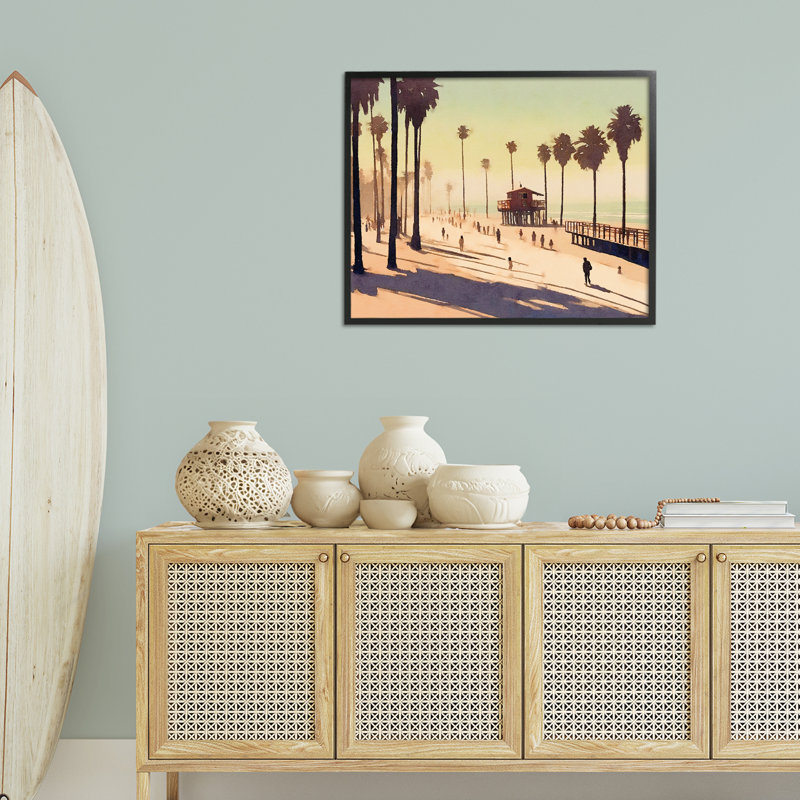 Silhouettes sur la plage, estampe numérique de Noah Bay, Giclée encadrée noir minuit, H 24 po x l 30 po