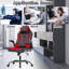 Chaise d'ordinateur de jeu avec support lombaire et accoudoirs rabattables Dkelincs, appui-tête pour adolescent, rouge-1246533106