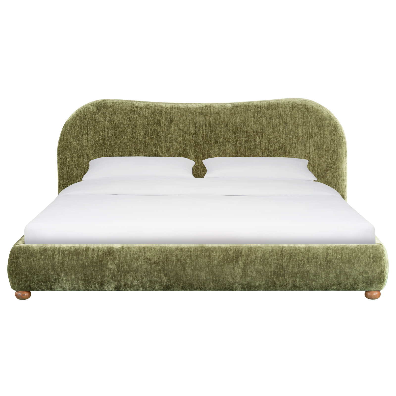 Liza Upholstered Bed, King, Dark Green Chenille