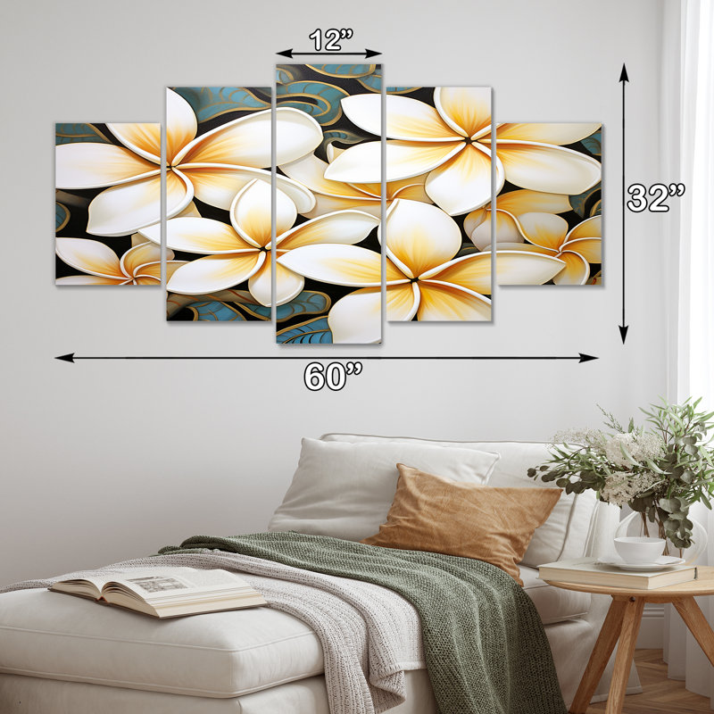 Kernan - Plumeria, art mural 5 pièces
