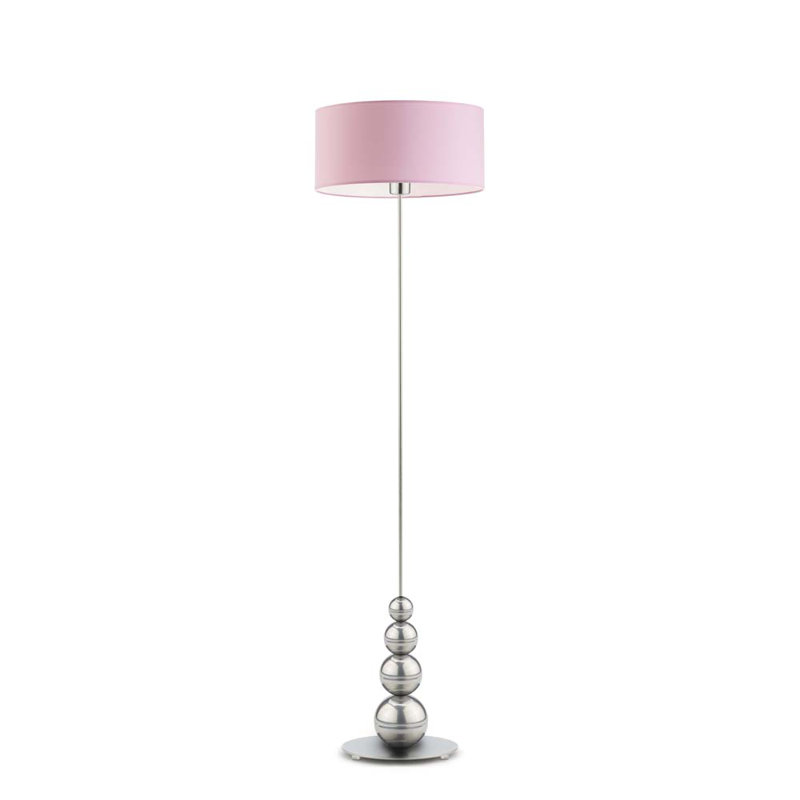 Fahey 166cm Traditional Floor Lamp, Silver, Light Pink