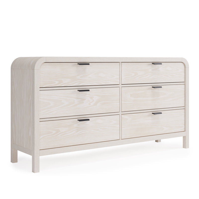 Commode double 6 tiroirs en bois massif et manufacturé Essie, Blanc