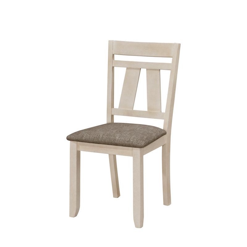 Cottage Style Dining Side Chair 2Pc Set Upholstered Seat Chalk Dining Room Wooden Furniture Transitional Design