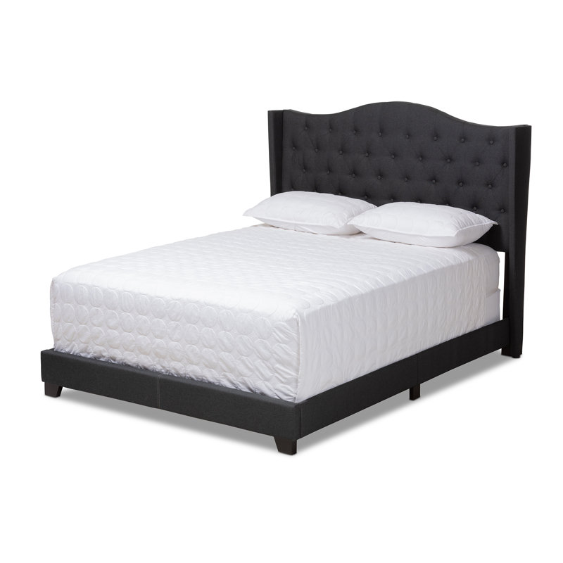 Saltville Upholstered Wingback Bed, Charcoal, King