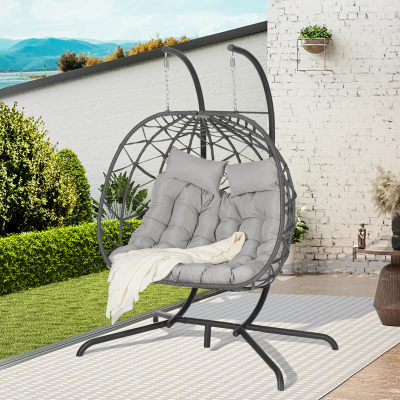 Double avec coussin de chaise suspendu, Gris, Noir