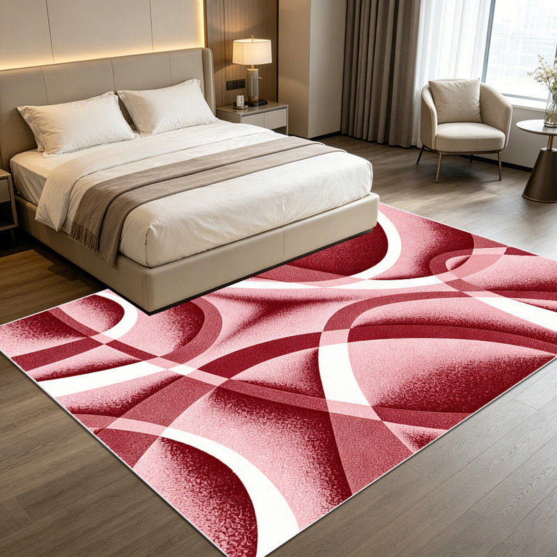 1PC burgundy abstract geometric swirl area rugs for Living Room, Soft, All seasons, Easy-maintain, Washable Indoor mat, Farmhouse suitable for dining room, bedroom, entryway, home office, kitchen, patio, Home Decor, Outdoor Decor.