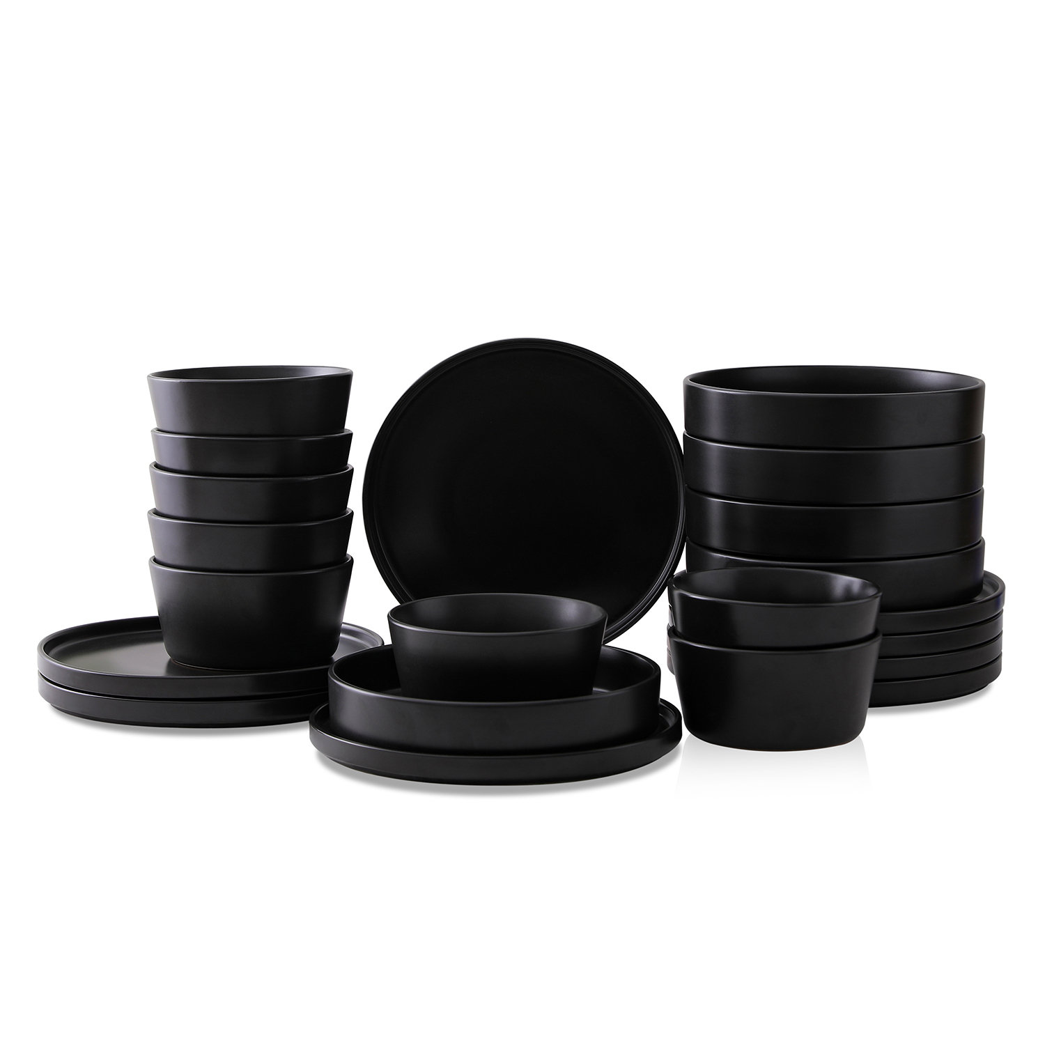 Celina Stoneware Dinnerware Set, Black, 12 Pieces