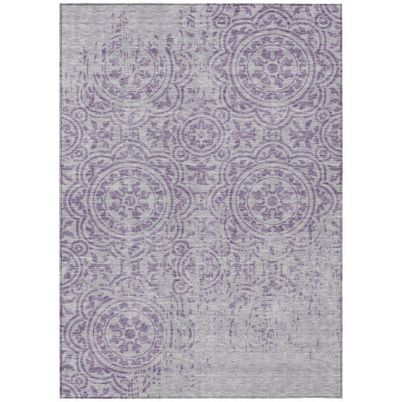 Tapis extérieur lavable et médaillon lilas 5 pi x 8 pi
